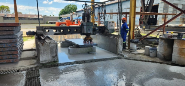 Granite slabs prepared for tombstone manufacturing