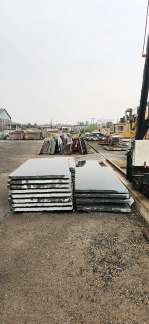 Heavy-duty granite block positioned for precision cutting